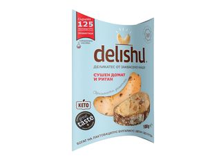 Деликатес от заквасено кашу Delishu, сушен домат и риган (100г)