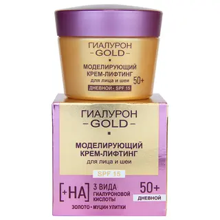 ВИТЭКС крем для лица и шеи  HYALURON GOLD 45мл. Возраст 50+ моделирующий крем с муцином улитки, дневной