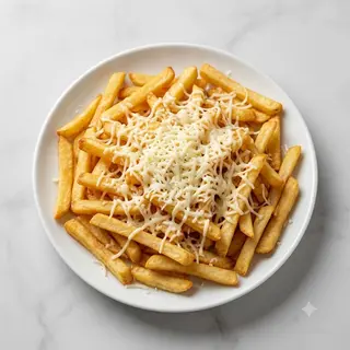Plato De Patatas Fritas Con Queso Gratinado