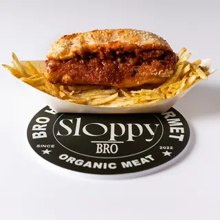 Hot dog de cerdo con sloppy joe (boloñesa)