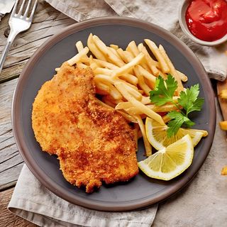 Snitel de pui de casa la farfurie