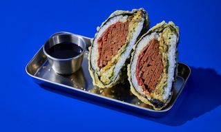 Onigirazu Seitan & Battered Eggplant