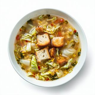 Minestra di cavolo con crostini croccanti