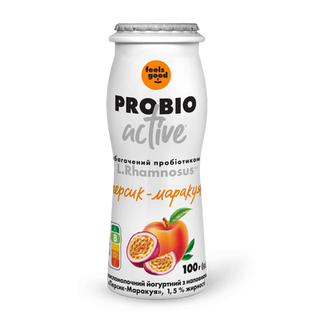 Напій йогуртний Feels Good Probio Activ персик-маракуя 1,5% (100г)