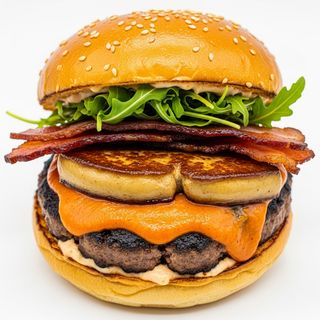 Smash con salsa piccante parmigiano rucola e bacon