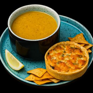 Quiche au poulet et champignon + Soupe lentille