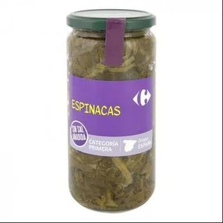 Espinacas sin Sal Añadida Carrefour 425 Gr.