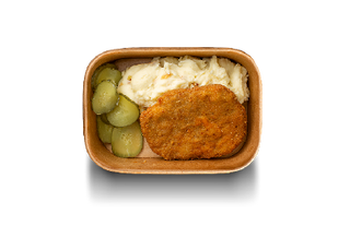 Пюре зі шніцелем та огірком