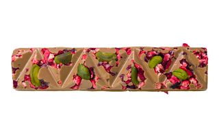 Baton z mlecznej czekolady z żurawiną i pistacjami (25g)