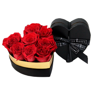 Heart box with fresh red roses