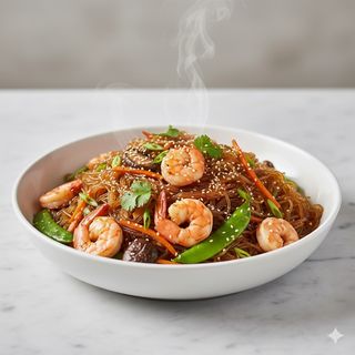 Spaghetti di soia con gamberetti