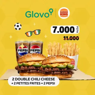 Bk78 - 2 Double Chili Cheese + 2 Petites Frites + 2 Pepsi