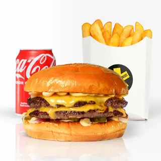 MENÚ DOBLE EVERYDAY BURGER + PATATAS + BEBIDA (CH)