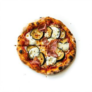 Pizza crudo e melanzane