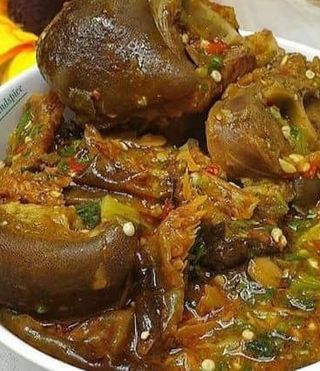 Vegetable soup with Semo or Eba