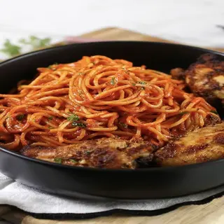 Smoked Chicken Jollof Pasta