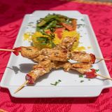 Brochettes De Poulet Avec Frites