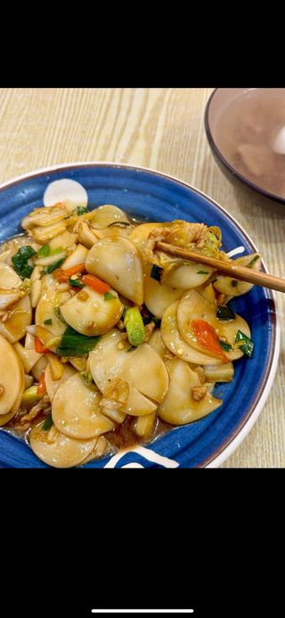 53 Pasta De Arroz Frito con gambas