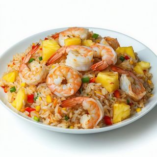 Arroz Frito Con Piña Natural Y Gambas