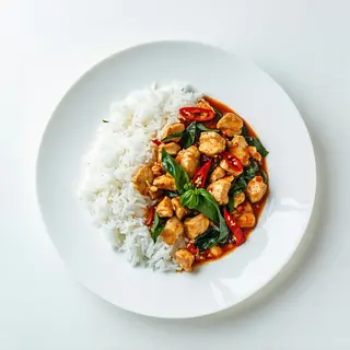 Khau pad grapao gai + Antipasto della casa