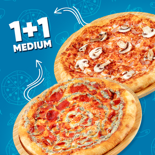 1+1  საშუალო პიცები