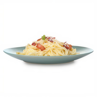 Espagueti Carbonara, Patatas Y Pan De Ajo