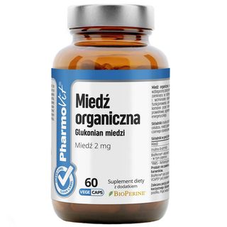 Miedź organiczna glukonian miedzi 2 mg 60 kapsułek PharmoVit