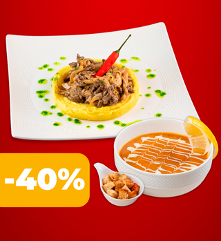 Сет 5 (Чечевичный суп и Бефстроганов с картофельным пюре)