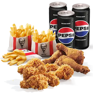 3x Nóżka Kentucky + 6x Hot Wings +  3x Frytki + 3x Puszka Pepsi Zero