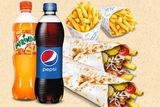 2 Kebab cu carne de porc BBQ + 2 Cartofi Pai +  2 Pepsi