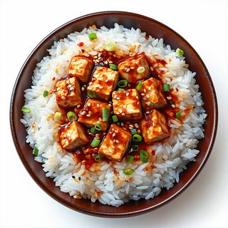 Arroz Blanco Con Tofu Picante