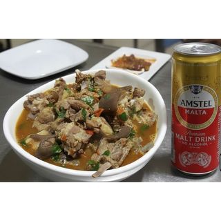 Goat Meat Pepper Soup  + 1  Amstel Malta Drink