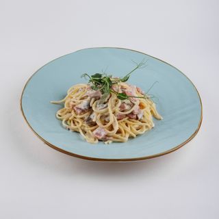 Паста с грибами и ветчиной 