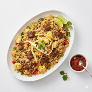 Riso saltato con verdura uova e manzo