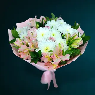 Buchet cu Crizanteme si Alstroemeria