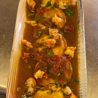 RAVIOLI CON CAPESANTE E GAMBERI