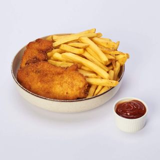 Meniu șnițel de pui pane 