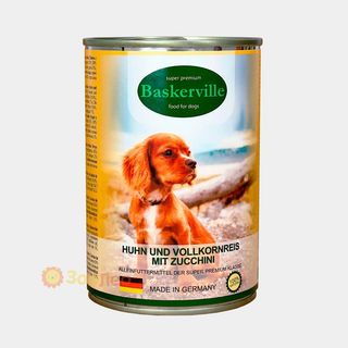 Баскервіль консерва для собак півень/рис/цукіні 400г