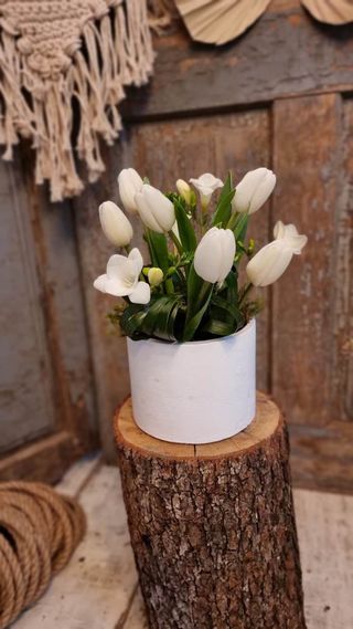 Aranjament de primavara cu frezii si lalele