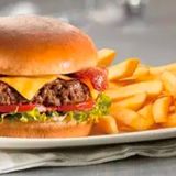 Chicken Burger with chips and salad