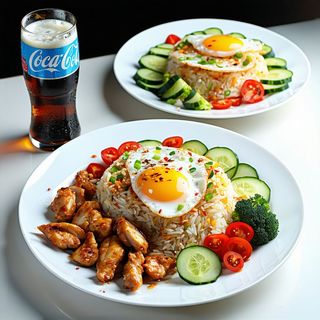 Chicken & Egg Fried Rice + Soda