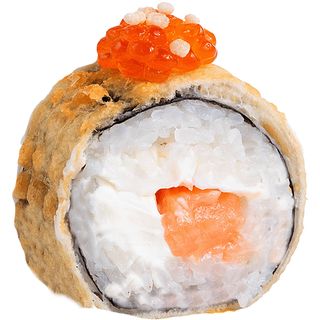 Гарячий рол з лососем та червоною ікрою (170г/5шт)