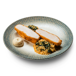 FILE DE PUI CROCANT, CUȘCUȘ, SPANAC ȘI AIOLI TRUFAT