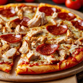 Half pepperoni ,half chicken