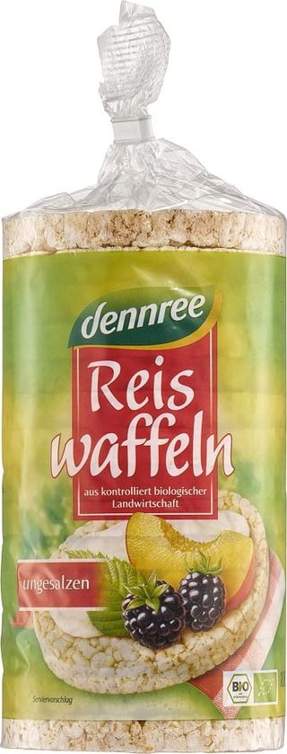 WAFLE RYŻOWE PEŁNOZIARNISTE BEZGLUTENOWE BIO 100 g - DENNREE