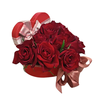 Flower box srce 7 crvenih ruža
