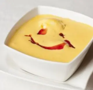 Mango cream with vanilla ice cream