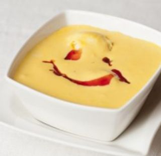 Mango cream with vanilla ice cream