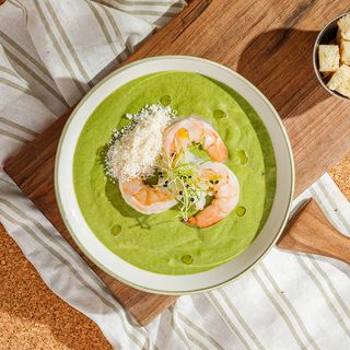 Supă cremă cu spanac și creveți