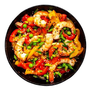 Gambas Con Crema Y Pimiento Italiano